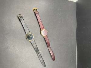 Lot of 2 Vintage Saks Fifth Avenue Watches Swiss Quartz Black & Burgundy 23mm